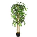 Outsunny Árbol de Ficus Artificial de 145 cm de Altura 756 Hojas con Maceta para Decoración de Hogar Interiores y Exteriores Verde(c-2)