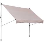 Outsunny Toldo Portátil Balcón Patio de 3x1.5m Toldo Manual Plegable de Aluminio Altura Ajustable con Manivela para Jardín Terraza Exterior Color Beige(c-2)