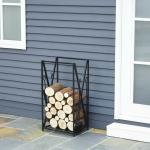 HOMCOM Estante para Leña de Chimenea Tradicional Portaleña de Diseño Vintage con 4 Herramientas Base Elevada Carga Máx. 100 kg 75x30x60 cm(c-1)