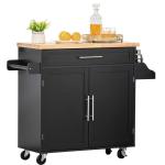 HOMCOM Carro de Cocina con Ruedas Carrito Auxiliar con Estantes de 3 Niveles Hoja Abatible y 2 Portavasos Multiusos para Comedor 118x36,5x82 cm Marrón Rústico(c-2)