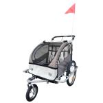 HOMCOM Remolque Infantil para Bicicleta 2 PLAZAS Rueda Giratoria 360° y Amortiguadores CON BARRA INCLUIDA Kit de Footing COLOR Azul(c-1)