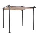 Outsunny Cenador con Techo Retráctil Pérgola 3x3m para Jardín Terraza o Patio Gazebo con Tela Poliéster Resistente al Agua y UV Color Beige(c-2)