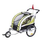 HOMCOM 2 en 1 Remolque Infantil para Bicicleta de 2 Plazas Convertible en Carro de Paseo con Rueda Delantera Giratoria 360° Color Amarillo(c-4)