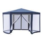 Outsunny Carpa Gazebo 3,9x2,5m tipo Cenador Hexagonal con Mosquitera para Jardín y Terraza φ3.9m de Poliéster Repelente al Agua Color Crema(c-2)