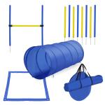 PawHut Set Entrenamiento Agility Agilidad Perros Salto Tunel y Slalom Azul Amarillo(c-3)