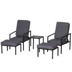 Outsunny Conjunto Mueble Exterior Apto Jardin Patio Terraza Balcón Incluye 2 Sillas 2 Taburetes 1 Mesa para Café con Cojín Suave(c-2)