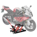 DURHAND Plataforma Elevadora de Tijera con Soporte para Motocicletas con Altura Ajustable Carga 500 kg 41,5x23,5x10-37 cm Negro y Rojo(c-2)