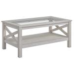 HOMCOM Mesa de Centro Mesa Auxiliar Estilo Industrial Retro con Estante Inferior Marco en Forma de X Bordes Protectores 102x56x45,5 cm Roble(c-4)