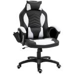 HOMCOM Gaming Silla de Oficina y Giratoria con 6 Puntos de Masaje y Calefacción tipo Sillón de Escritorio Silla Gamer para PC 68x69x108-117cm (Negro y blanco)(c-1)