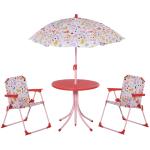 Outsunny Set Infantil de Mesa Ø50x46 cm 2 Sillas Plegables 39x38x52 cm y Sombrilla Ajustable Ø100x100-125 cm para Niños de +3 Años Jardín Exterior Rojo(c-2)