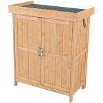 Outsunny Cobertizo de Madera Caseta Exterior Armario Herramientas de Jardinería Doble Puertas Techo Asfáltico Compartimientos de Diferentes Tamaños 127.5x50x164cm Madera Maciza(c-3)