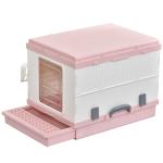 PawHut Caja de Arena para Gatos Plegable Arenero Portátil Aseo con Manija Puerta Orificio de Ventilación Bandeja Material ABS 54x43x42 cm(c-1)