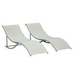 Outsunny 2 Tumbonas Plegables en Forma de S Ergonómica con Marco de Aluminio Textilene para Piscina Patio Jardín Terraza 165x61x63 cm Negro(c-1)