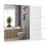 kleankin Armario con Espejo Armario de Baño Montado en Pared con Estante Ajustable en Altura Espacio Interno Estantes Abiertos 60x15x76 cm(c-1)