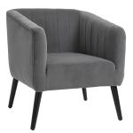 HOMCOM Sillón Nórdico Acolchado Silla Individual Tapizada en Terciopelo Vintage de Madera con Patas y Reposabrazos 71x49x94 cm Gris(c-2)