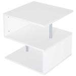HOMCOM Mesa de Centro Café Mesa Auxiliar de Salón de Forma S con Compartimento Abierto 2 Niveles Diseño Elegante 50x50x50 cm Blanco(c-3)