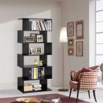 HOMCOM Estanteria Libreria 6 Estantes Madera Forma S 80x24x191 cm Estantes Color Negro(c-1)