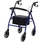 HOMCOM Andador para Adultos Plegable con Asiento Frenos Reposapiés y Bolsa de Almacenaje 75.5x58x84-99 cm Gris y Negro(c-3)