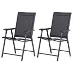Outsunny Conjunto de 2 Sillas Plegables para Exterior Con Reposabrazos Sillas para Balcones Jardín Terraza 58x64x94 cm Negro Carga 100kg(c-3)