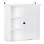 HOMCOM Armario de Baño Multifuncional Gabinete en la Pared para Ahorro de Espacio con 3 Niveles Abiertos 1 Puerta Estante Ajustable Antivuelco(c-1)