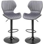 HOMCOM Juego de 2 Taburetes de Bar Taburetes Altos de Cocina Giratorio Altura Ajustable de 91,5-113,5 cm con Reposapiés y Base de Metal Ø41 cm Gris(c-2)