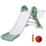 HOMCOM Tobogán Infantil con Canasta de Baloncesto para Niños de +2 Años Juguete Interior y Exterior Carga 25 kg Accesorios Incluidos 160x35x68 cm Azul y Blanco(c-1)