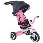 HomCom® Triciclo Bebé 4 en 1 Trolley Trike Bicicletas para Niños +18 Mes Evolutivo Capota Barra y Pedales Desmontables Gris(c-1)