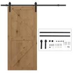 HOMCOM Herraje Puerta Corredera 200 cm Kit de Riel Adecuado para 1 Puerta Granja de Madera de 100 cm de Ancho Acero de Carbono Carga Máx. 90 kg(c-2)