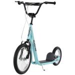 HOMCOM Scooter Patinete para Niños Mayores de 5 Años con 2 Neumáticos de Caucho Inflable con Doble Freno Manillar Ajustable en Altura Soporte 100 kg 135x58x88-94 cm Azul(c-2)