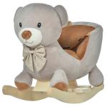 HOMCOM Caballito Balancín para Bebé de +18 Meses Suave con Forma de Cisne Sonidos Reposapiés y Cinturón 60x33x59 cm Blanco y Gris(c-4)
