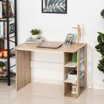 HOMCOM Mesa de Ordenador Escritorio de PC Mesa con Armario para Hogar 100x52x75cm Negro y Plata(c-5)