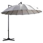 Outsunny Parasol Sombrilla de Jardín Ø300 cm de Diámetro con Manivela y Poste Giratorio 360° Techo Inclinable en 6 Posiciones Base Cruzada Incluida Gris(c-1)