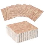 HOMCOM Alfombra Puzzle 24 Piezas Alfombrilla Puzzle Protectora de Suelo Suave para Niños o Gimnasio Fitness de Goma Espuma EVA 60x60x1 cm Marrón(c-2)