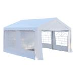 Outsunny Gazebo de Jardín 6x3m Pabellón con 6 Paredes de Malla Extraíbles Cremallera y Techo Estilo Catedral para Fiestas Eventos Reuniones Blanco(c-1)