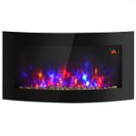 HOMCOM Chimenea Eléctrica de Pared Estufa Eléctrica Calentador de Fuego 900/1800W con Mando a Distancia Termostato Llama LED 7 Colores(c-2)
