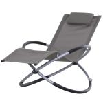 Outsunny® Tumbona Mecedora de Jardín con Reposacabezas Extraíbles Sillón Tumbona Ergonómica de Exterior Plegable Tela de Texteline para Patios Piscina al Aire Libre 154x80x84cm Negro(c-1)