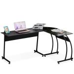 HOMCOM Mesa Gaming para Juegos Mesa Escritorio para Ordenador PC con Soporte para Monitor y Auriculares 140x60x90 cm Negro(c-1)
