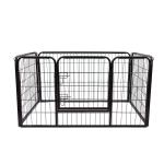 PawHut Jaula de Macotas Valla Parque para Perro Gato con Puerta Doble Seguro Tubo Rectangular Hierro 129x84x70 cm Negro(c-2)