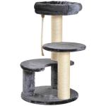 PawHut Rascador para Gatos Árbol Rascador Grande Centro de Actividad Plataforma 2 Caseta Sisal Natural 60x40x92cm(c-2)