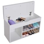 HOMCOM Armario Zapatero para Almacenamiento Banco de Zapatero Organizador con Asiento Estantes Cajón y Cojín Dos Niveles para Entrada y Recibidores Moderno Carga Max 120kg 80x30x43cm Blanco(c-1)