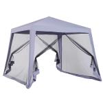 Outsunny Carpa de Jardín 3x3 m Cenador con 4 Partes Laterales Mosquitera con Cremallera Protección UV para Patio Eventos Fiesta Gris(c-2)