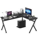 HOMCOM Mesa de Ordenador PC de Tabla de Madera Mesa Esquinera de Angulo para Oficina Dormitorio Hogar y Escuela 155x130x76cm Madera Negro(c-1)