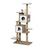 PawHut Árbol Rascador para Gatos Rascador de Gatos Barato Centro de Actividades con Plataformas Cuevas de Felpa Suave Postes para Rascar de Yute Bola Juguete Colgante 60x34x136 cm Beige(c-1)
