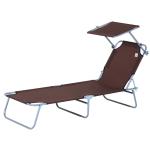 Outsunny Tumbona Plegable Marron Oxford Hierro 187x58x27cm(c-1)
