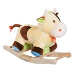 HOMCOM Caballito Balancín de Peluche para Niños +3 Años Forma Vaca 60x34x46cm(c-2)