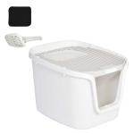 PawHut Caja de Arena para Gatos Plegable Arenero Portátil Aseo con Manija Puerta Orificio de Ventilación Bandeja Material ABS 54x43x42 cm(c-3)