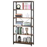 HOMCOM Estantería de Almacenaje con 5 Estantes Librería Multiusos para Estudio Oficina con Base Elevada 45x21x170cm Blanco y Roble(c-1)