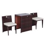 Outsunny Conjunto de Muebles de Jardín 3 Piezas Ratán Plegable Set de 2 Sillas 58x54x73 cm 1 Mesa Ø60x70 cm para Balcón Terraza Patio Marco Acero Marrón(c-2)