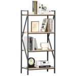 HOMCOM Estantería Librería de 4 Niveles con Laterales Reforzados de Metal para Sala de Estar Oficina Estudio 78x32,5x167 cm Marrón Rústico(c-2)