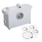 HOMCOM Bomba Trituradora Sanitaria de Agua Residual con 400W y 4 Entradas para Baño Cocina y Lavabo 40x17x28 cm Blanco(c-1)